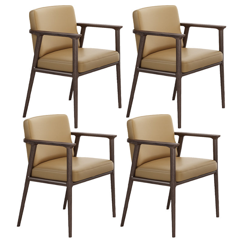 Traditional Solid Back Dining Armchair Upholstered Arm Chairs with Wood Legs Coffee 4 Piece Set Clearhalo ' kitchen&dining_furn' 'Dining Chairs' 'Dining Tables & Seating' 'dining_chair' 'furn' 'furn_dining_chair' 'Furniture' 'furniture_dining_chair' 'Kitchen & Dining Furniture' 'kitchen' 4343844