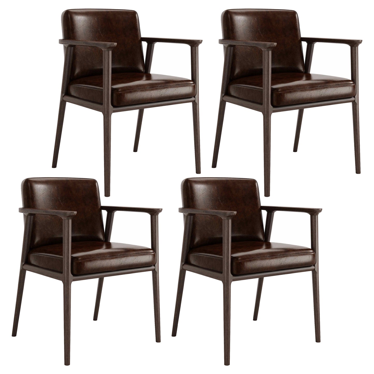 Traditional Solid Back Dining Armchair Upholstered Arm Chairs with Wood Legs Dark Coffee 4 Piece Set Clearhalo ' kitchen&dining_furn' 'Dining Chairs' 'Dining Tables & Seating' 'dining_chair' 'furn' 'furn_dining_chair' 'Furniture' 'furniture_dining_chair' 'Kitchen & Dining Furniture' 'kitchen' 4343846