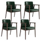 Traditional Solid Back Dining Armchair Upholstered Arm Chairs with Wood Legs Blackish Green 4 Piece Set Clearhalo ' kitchen&dining_furn' 'Dining Chairs' 'Dining Tables & Seating' 'dining_chair' 'furn' 'furn_dining_chair' 'Furniture' 'furniture_dining_chair' 'Kitchen & Dining Furniture' 'kitchen' 4343849