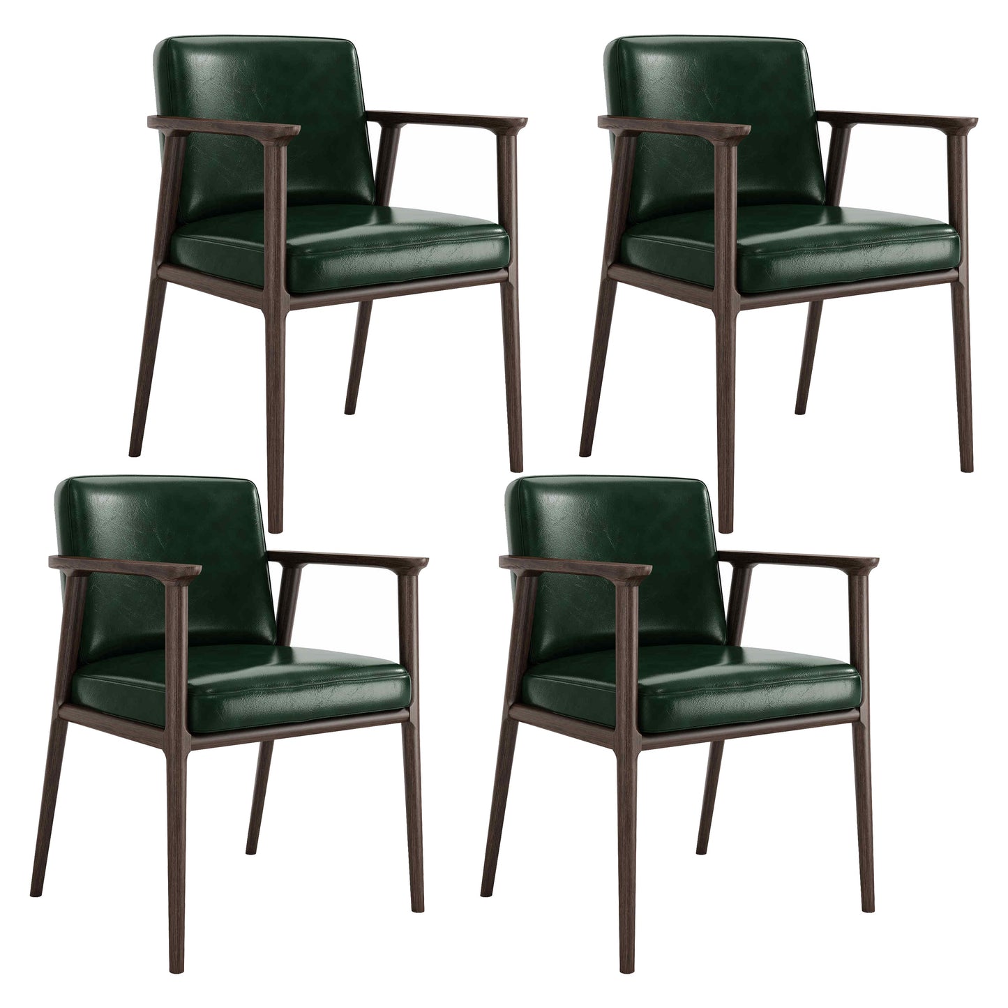 Traditional Solid Back Dining Armchair Upholstered Arm Chairs with Wood Legs Blackish Green 4 Piece Set Clearhalo ' kitchen&dining_furn' 'Dining Chairs' 'Dining Tables & Seating' 'dining_chair' 'furn' 'furn_dining_chair' 'Furniture' 'furniture_dining_chair' 'Kitchen & Dining Furniture' 'kitchen' 4343849
