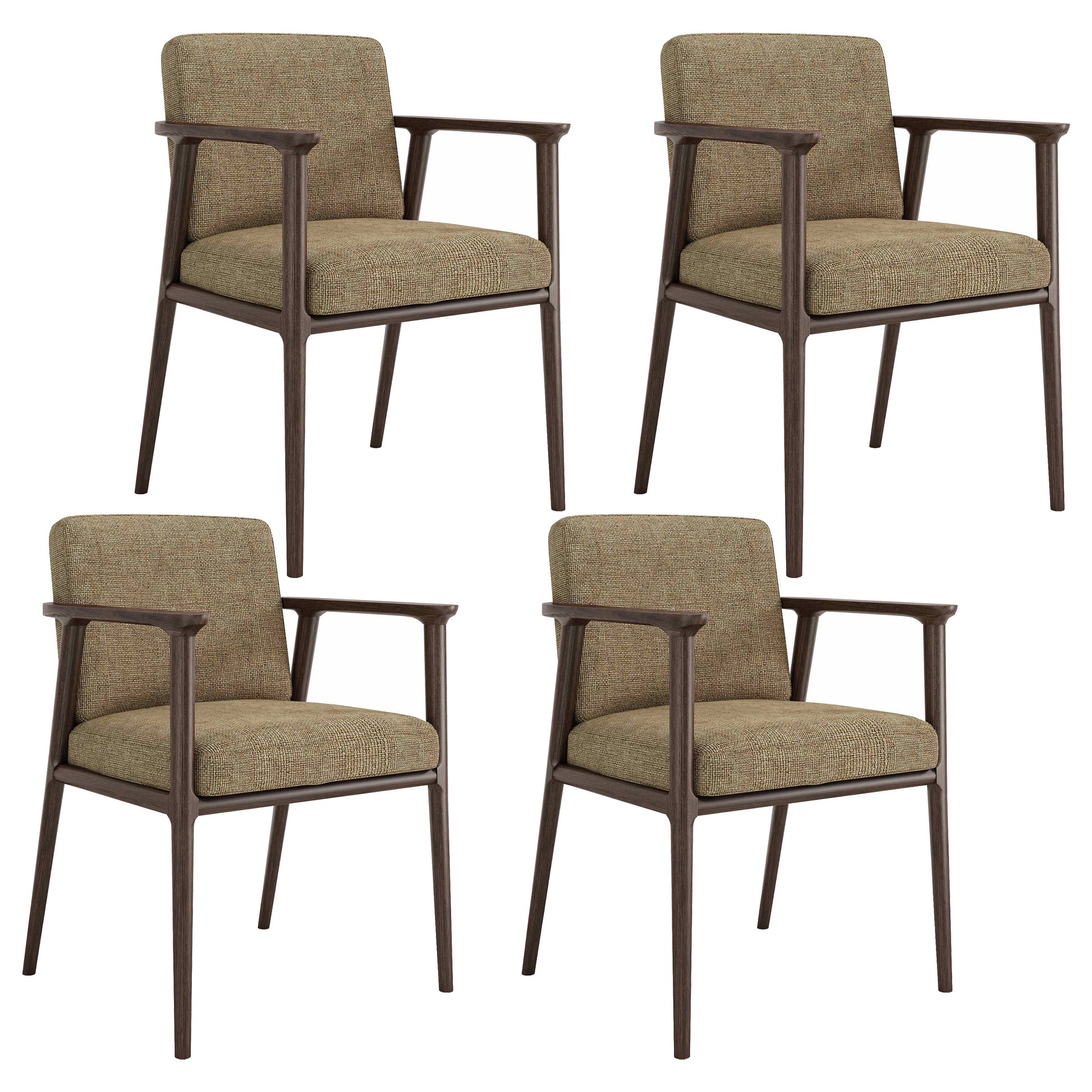 Traditional Solid Back Dining Armchair Upholstered Arm Chairs with Wood Legs Beige 4 Piece Set Clearhalo ' kitchen&dining_furn' 'Dining Chairs' 'Dining Tables & Seating' 'dining_chair' 'furn' 'furn_dining_chair' 'Furniture' 'furniture_dining_chair' 'Kitchen & Dining Furniture' 'kitchen' 4343852