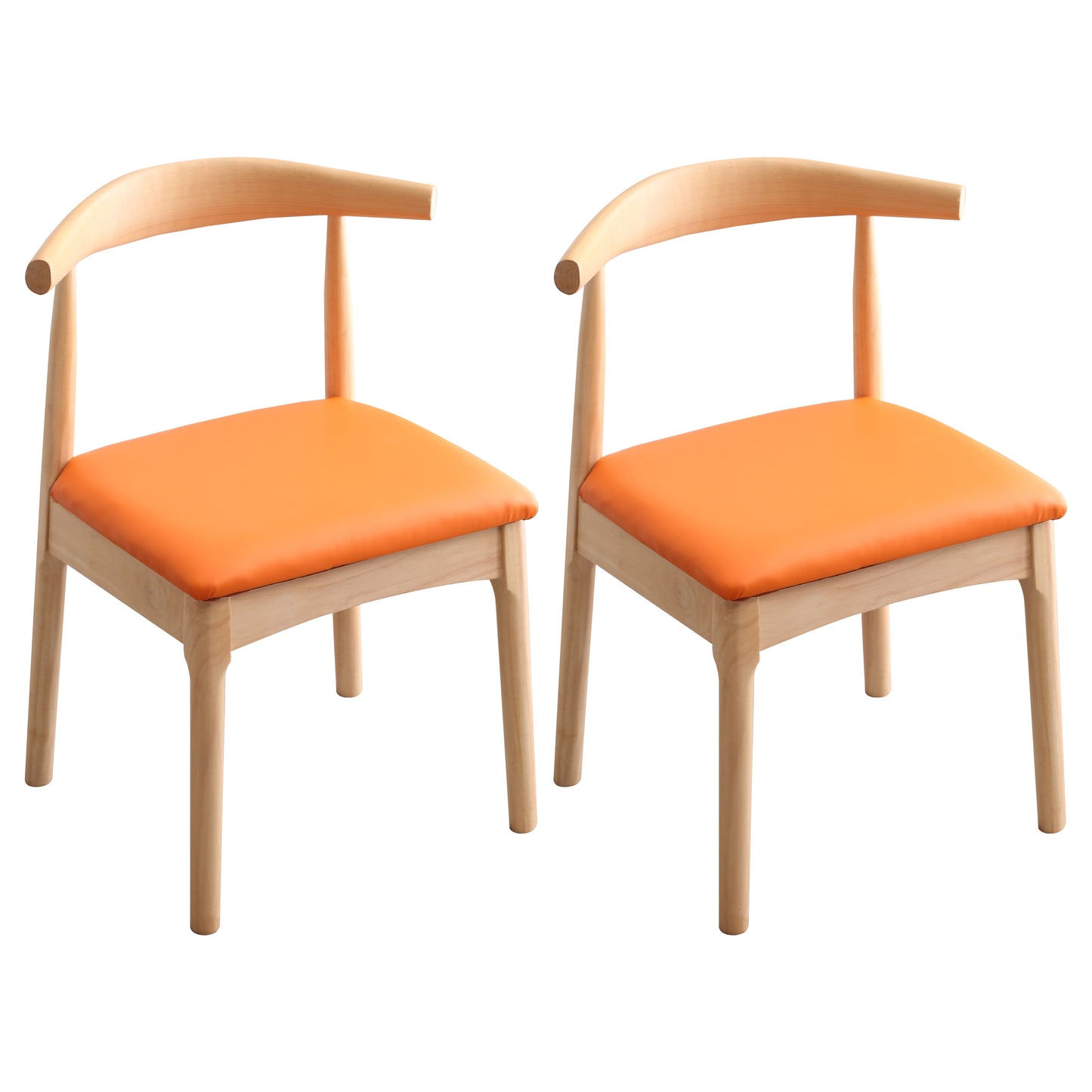 Indoor Scandinavian Side Chair Open Back Upholstered Wood Dining Room Chair Orange 2 Piece Set Clearhalo ' kitchen&dining_furn' 'Dining Chairs' 'Dining Tables & Seating' 'dining_chair' 'furn' 'furn_dining_chair' 'Furniture' 'furniture_dining_chair' 'Kitchen & Dining Furniture' 'kitchen' 4343877