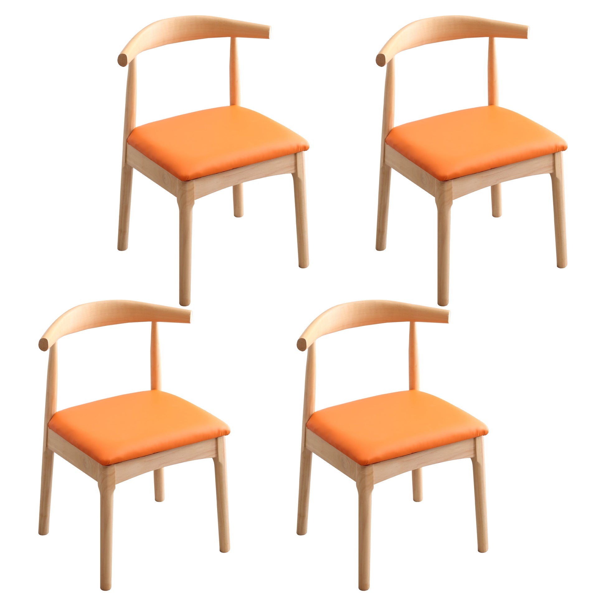 Indoor Scandinavian Side Chair Open Back Upholstered Wood Dining Room Chair Orange 4 Piece Set Clearhalo ' kitchen&dining_furn' 'Dining Chairs' 'Dining Tables & Seating' 'dining_chair' 'furn' 'furn_dining_chair' 'Furniture' 'furniture_dining_chair' 'Kitchen & Dining Furniture' 'kitchen' 4343878