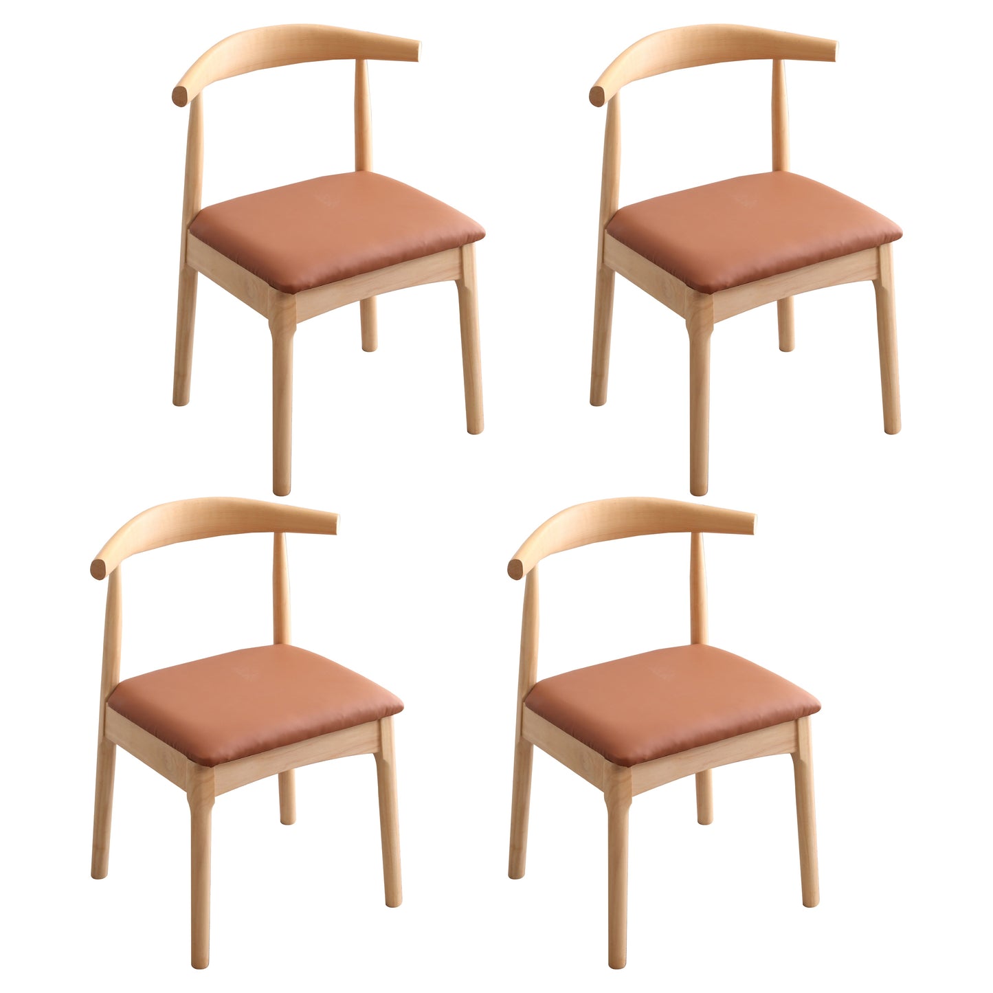 Indoor Scandinavian Side Chair Open Back Upholstered Wood Dining Room Chair Brown 4 Piece Set Clearhalo ' kitchen&dining_furn' 'Dining Chairs' 'Dining Tables & Seating' 'dining_chair' 'furn' 'furn_dining_chair' 'Furniture' 'furniture_dining_chair' 'Kitchen & Dining Furniture' 'kitchen' 4343880