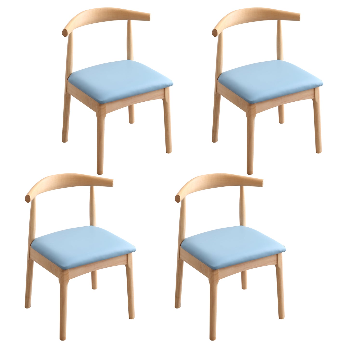 Indoor Scandinavian Side Chair Open Back Upholstered Wood Dining Room Chair Light Blue 4 Piece Set Clearhalo ' kitchen&dining_furn' 'Dining Chairs' 'Dining Tables & Seating' 'dining_chair' 'furn' 'furn_dining_chair' 'Furniture' 'furniture_dining_chair' 'Kitchen & Dining Furniture' 'kitchen' 4343884