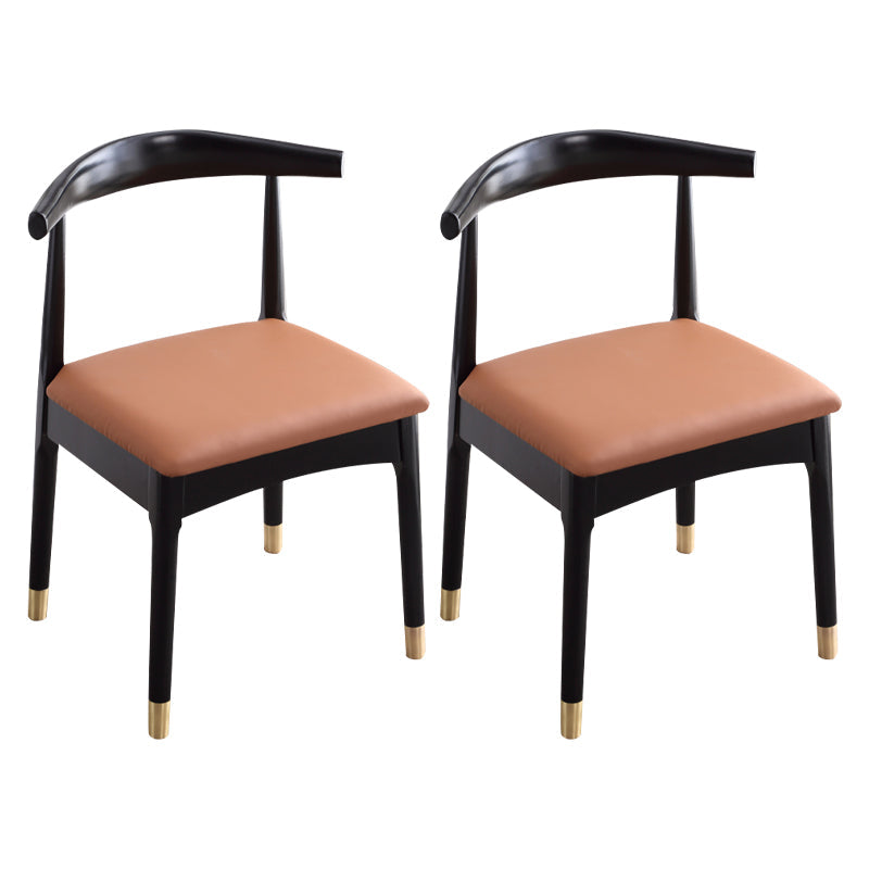 Indoor Scandinavian Side Chair Open Back Upholstered Wood Dining Room Chair Black-Brown 2 Piece Set Clearhalo ' kitchen&dining_furn' 'Dining Chairs' 'Dining Tables & Seating' 'dining_chair' 'furn' 'furn_dining_chair' 'Furniture' 'furniture_dining_chair' 'Kitchen & Dining Furniture' 'kitchen' 4343895