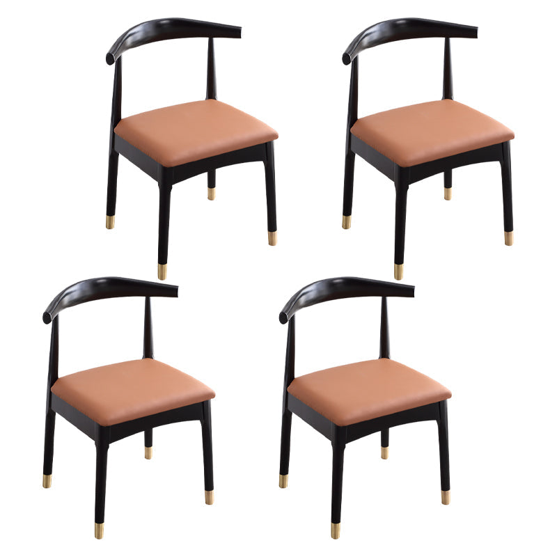 Indoor Scandinavian Side Chair Open Back Upholstered Wood Dining Room Chair Black-Brown 4 Piece Set Clearhalo ' kitchen&dining_furn' 'Dining Chairs' 'Dining Tables & Seating' 'dining_chair' 'furn' 'furn_dining_chair' 'Furniture' 'furniture_dining_chair' 'Kitchen & Dining Furniture' 'kitchen' 4343896