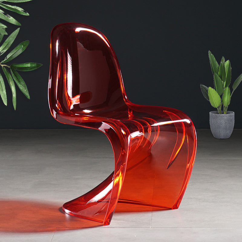 Scandinavian Style Plastic Chairs Set Dining Room Solid Back Side Chair Red 1 Piece Clearhalo ' kitchen&dining_furn' 'Dining Chairs' 'Dining Tables & Seating' 'dining_chair' 'Furniture' 'furniture_dining_chair' 'Kitchen & Dining Furniture' 'kitchen' 4343906