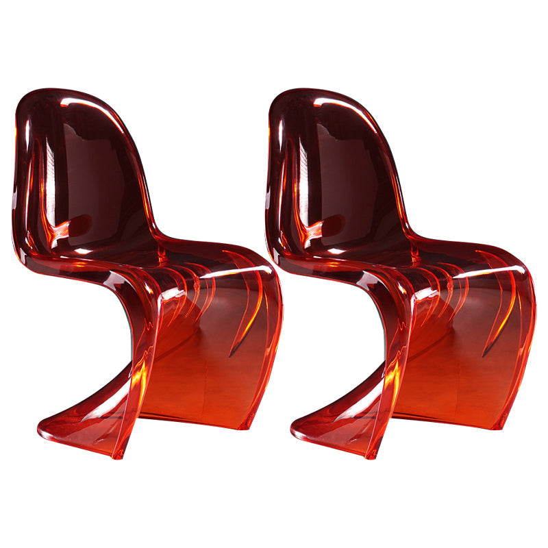 Scandinavian Style Plastic Chairs Set Dining Room Solid Back Side Chair Red Set of 2 Clearhalo ' kitchen&dining_furn' 'Dining Chairs' 'Dining Tables & Seating' 'dining_chair' 'Furniture' 'furniture_dining_chair' 'Kitchen & Dining Furniture' 'kitchen' 4343908