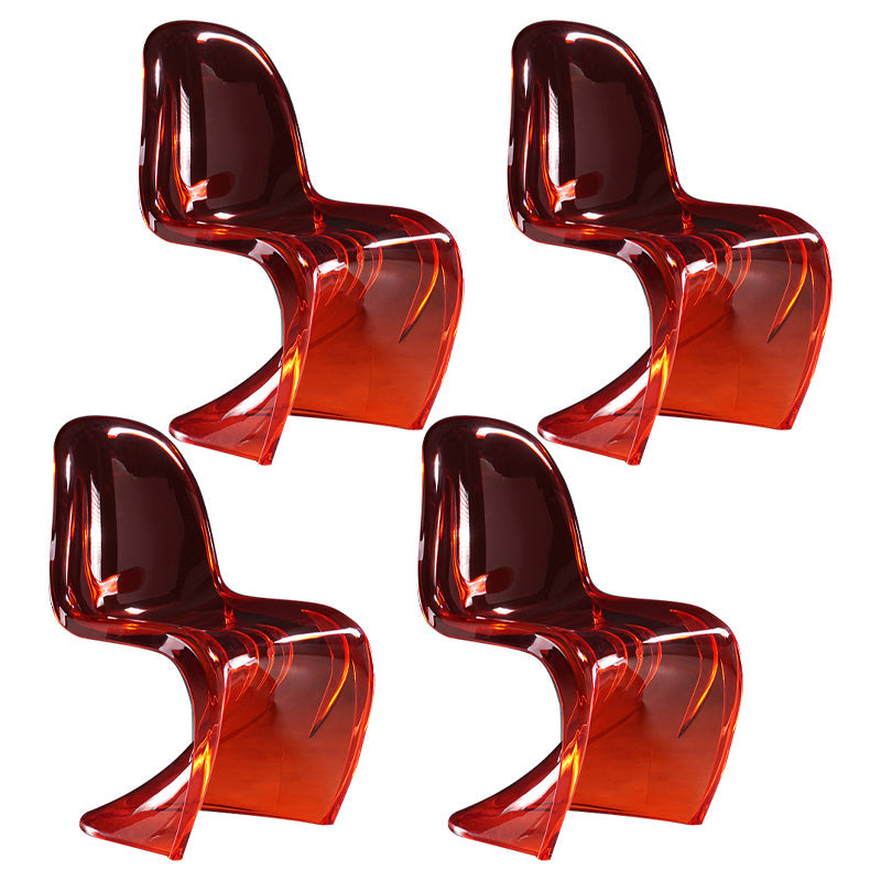 Scandinavian Style Plastic Chairs Set Dining Room Solid Back Side Chair Red Set of 4 Clearhalo ' kitchen&dining_furn' 'Dining Chairs' 'Dining Tables & Seating' 'dining_chair' 'Furniture' 'furniture_dining_chair' 'Kitchen & Dining Furniture' 'kitchen' 4343910