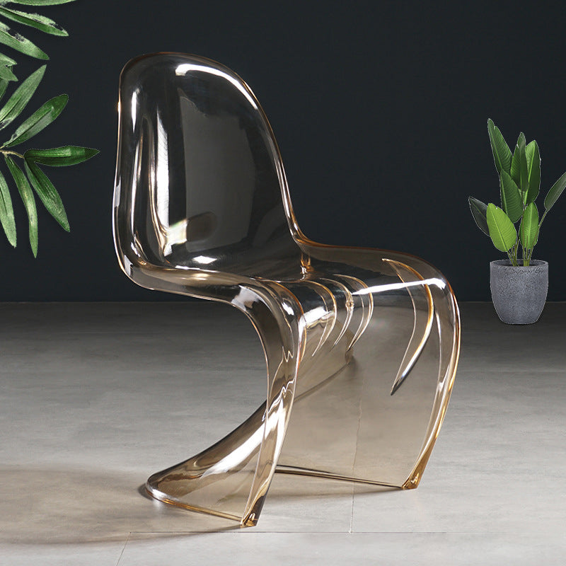 Scandinavian Style Plastic Chairs Set Dining Room Solid Back Side Chair Amber 1 Piece Clearhalo ' kitchen&dining_furn' 'Dining Chairs' 'Dining Tables & Seating' 'dining_chair' 'Furniture' 'furniture_dining_chair' 'Kitchen & Dining Furniture' 'kitchen' 4343918