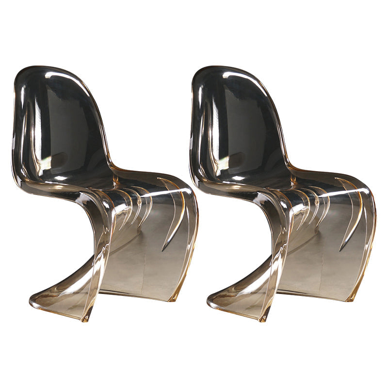 Scandinavian Style Plastic Chairs Set Dining Room Solid Back Side Chair Amber Set of 2 Clearhalo ' kitchen&dining_furn' 'Dining Chairs' 'Dining Tables & Seating' 'dining_chair' 'Furniture' 'furniture_dining_chair' 'Kitchen & Dining Furniture' 'kitchen' 4343919