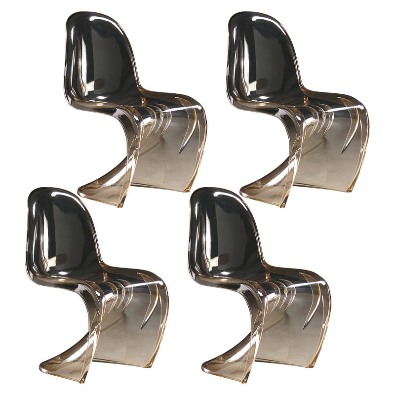 Scandinavian Style Plastic Chairs Set Dining Room Solid Back Side Chair Amber Set of 4 Clearhalo ' kitchen&dining_furn' 'Dining Chairs' 'Dining Tables & Seating' 'dining_chair' 'Furniture' 'furniture_dining_chair' 'Kitchen & Dining Furniture' 'kitchen' 4343920