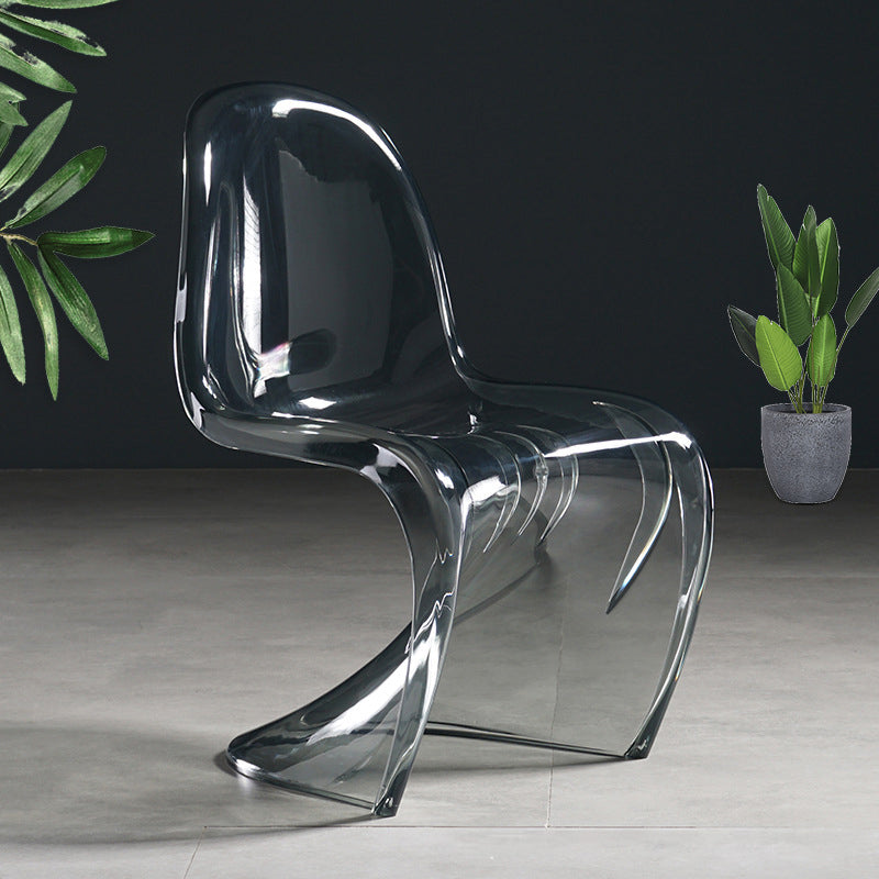 Scandinavian Style Plastic Chairs Set Dining Room Solid Back Side Chair Smoke Gray 1 Piece Clearhalo ' kitchen&dining_furn' 'Dining Chairs' 'Dining Tables & Seating' 'dining_chair' 'Furniture' 'furniture_dining_chair' 'Kitchen & Dining Furniture' 'kitchen' 4343921