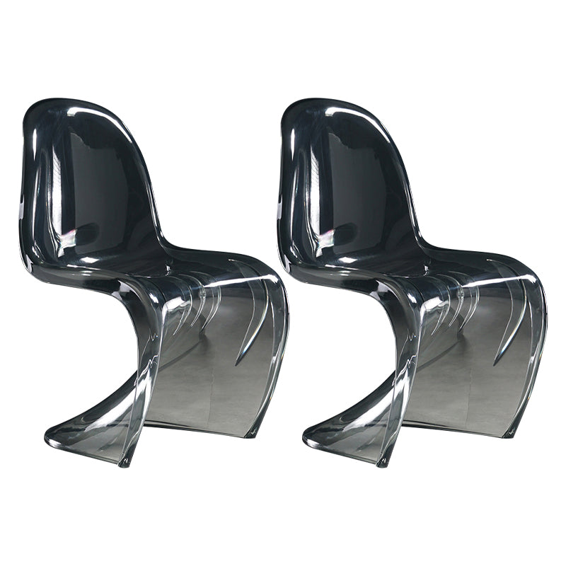 Scandinavian Style Plastic Chairs Set Dining Room Solid Back Side Chair Smoke Gray Set of 2 Clearhalo ' kitchen&dining_furn' 'Dining Chairs' 'Dining Tables & Seating' 'dining_chair' 'Furniture' 'furniture_dining_chair' 'Kitchen & Dining Furniture' 'kitchen' 4343922