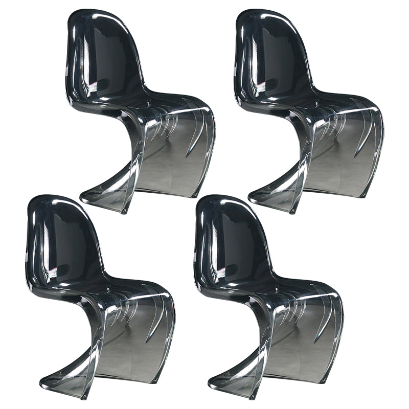 Scandinavian Style Plastic Chairs Set Dining Room Solid Back Side Chair Smoke Gray Set of 4 Clearhalo ' kitchen&dining_furn' 'Dining Chairs' 'Dining Tables & Seating' 'dining_chair' 'Furniture' 'furniture_dining_chair' 'Kitchen & Dining Furniture' 'kitchen' 4343923
