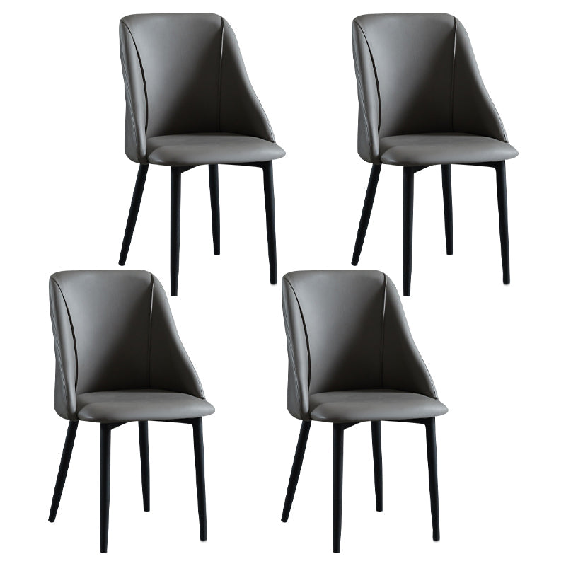 Scandinavian PU Leather Restaurant Side Chair Matte Finish Parsons Dining Chair (Set of 4) Dark Gray Black Clearhalo ' kitchen&dining_furn' 'Dining Chairs' 'Dining Tables & Seating' 'dining_chair' 'furn' 'furn_dining_chair' 'Furniture' 'furniture_dining_chair' 'Kitchen & Dining Furniture' 'kitchen' 4343926