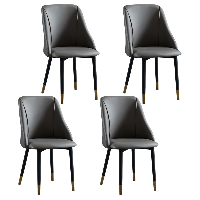 Scandinavian PU Leather Restaurant Side Chair Matte Finish Parsons Dining Chair (Set of 4) Dark Gray Black Gold Clearhalo ' kitchen&dining_furn' 'Dining Chairs' 'Dining Tables & Seating' 'dining_chair' 'furn' 'furn_dining_chair' 'Furniture' 'furniture_dining_chair' 'Kitchen & Dining Furniture' 'kitchen' 4343927