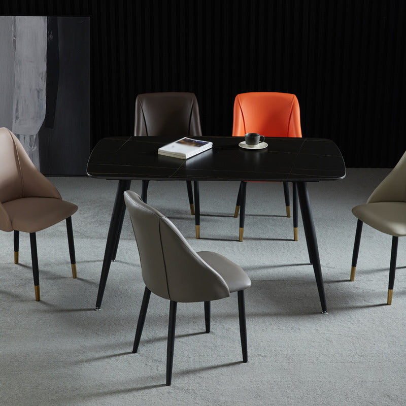 Scandinavian PU Leather Restaurant Side Chair Matte Finish Parsons Dining Chair (Set of 4) Clearhalo ' kitchen&dining_furn' 'Dining Chairs' 'Dining Tables & Seating' 'dining_chair' 'furn' 'furn_dining_chair' 'Furniture' 'furniture_dining_chair' 'Kitchen & Dining Furniture' 'kitchen' 4343928