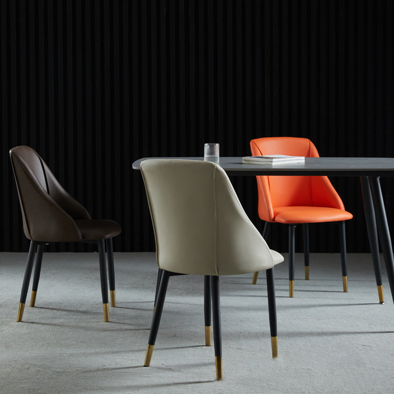 Scandinavian PU Leather Restaurant Side Chair Matte Finish Parsons Dining Chair (Set of 4) Clearhalo ' kitchen&dining_furn' 'Dining Chairs' 'Dining Tables & Seating' 'dining_chair' 'furn' 'furn_dining_chair' 'Furniture' 'furniture_dining_chair' 'Kitchen & Dining Furniture' 'kitchen' 4343929