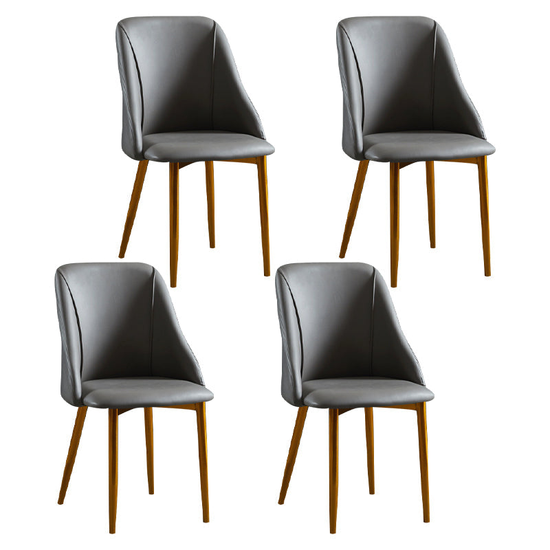 Scandinavian PU Leather Restaurant Side Chair Matte Finish Parsons Dining Chair (Set of 4) Dark Gray Brass Gold Clearhalo ' kitchen&dining_furn' 'Dining Chairs' 'Dining Tables & Seating' 'dining_chair' 'furn' 'furn_dining_chair' 'Furniture' 'furniture_dining_chair' 'Kitchen & Dining Furniture' 'kitchen' 4343930
