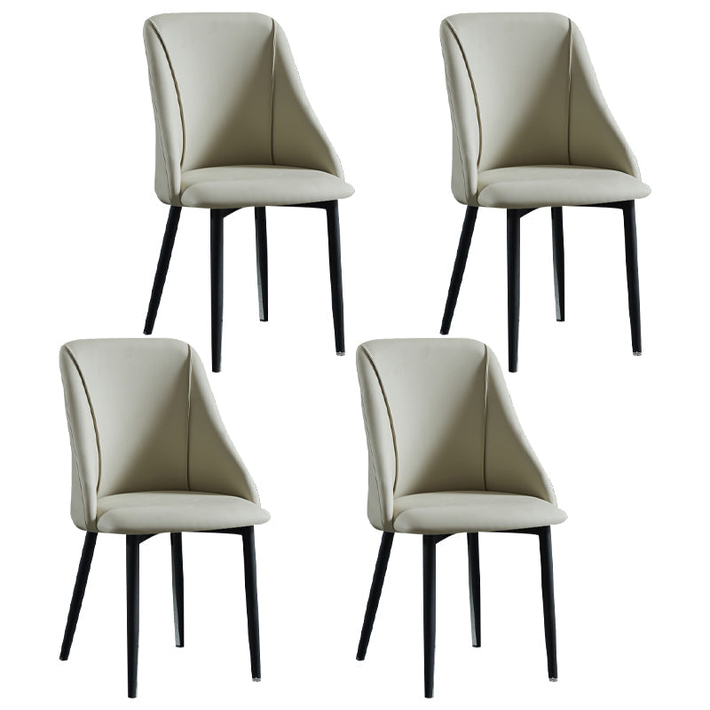 Scandinavian PU Leather Restaurant Side Chair Matte Finish Parsons Dining Chair (Set of 4) Light Gray Black Clearhalo ' kitchen&dining_furn' 'Dining Chairs' 'Dining Tables & Seating' 'dining_chair' 'furn' 'furn_dining_chair' 'Furniture' 'furniture_dining_chair' 'Kitchen & Dining Furniture' 'kitchen' 4343932
