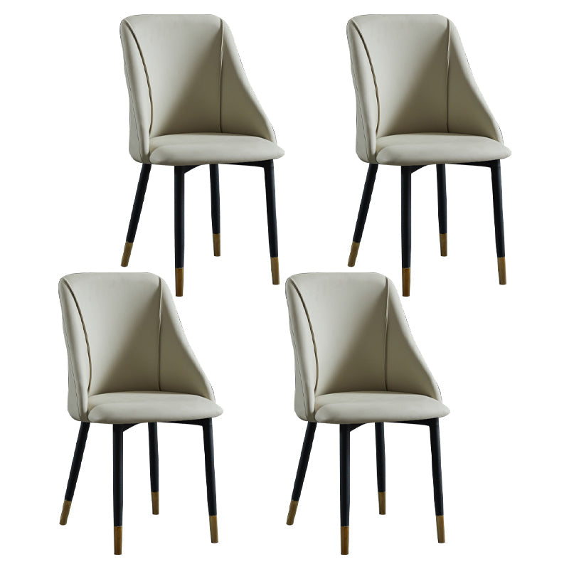 Scandinavian PU Leather Restaurant Side Chair Matte Finish Parsons Dining Chair (Set of 4) Light Gray Black Gold Clearhalo ' kitchen&dining_furn' 'Dining Chairs' 'Dining Tables & Seating' 'dining_chair' 'furn' 'furn_dining_chair' 'Furniture' 'furniture_dining_chair' 'Kitchen & Dining Furniture' 'kitchen' 4343934
