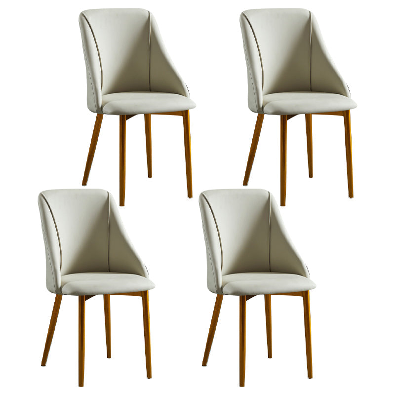Scandinavian PU Leather Restaurant Side Chair Matte Finish Parsons Dining Chair (Set of 4) Light Gray Brass Gold Clearhalo ' kitchen&dining_furn' 'Dining Chairs' 'Dining Tables & Seating' 'dining_chair' 'furn' 'furn_dining_chair' 'Furniture' 'furniture_dining_chair' 'Kitchen & Dining Furniture' 'kitchen' 4343936