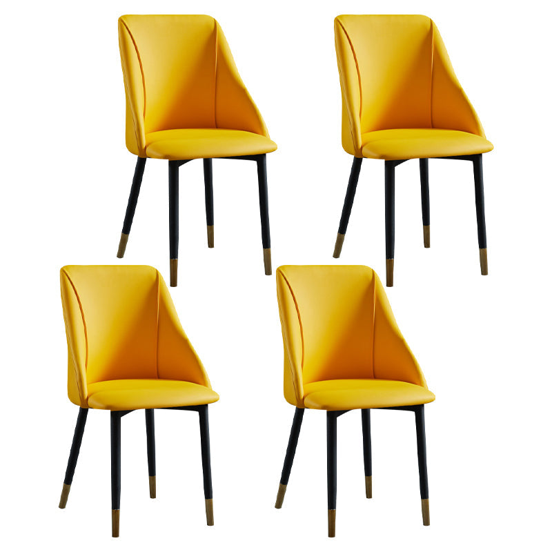 Scandinavian PU Leather Restaurant Side Chair Matte Finish Parsons Dining Chair (Set of 4) Yellow Black Gold Clearhalo ' kitchen&dining_furn' 'Dining Chairs' 'Dining Tables & Seating' 'dining_chair' 'furn' 'furn_dining_chair' 'Furniture' 'furniture_dining_chair' 'Kitchen & Dining Furniture' 'kitchen' 4343939