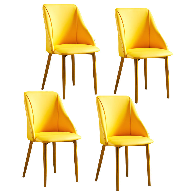 Scandinavian PU Leather Restaurant Side Chair Matte Finish Parsons Dining Chair (Set of 4) Yellow Brass Gold Clearhalo ' kitchen&dining_furn' 'Dining Chairs' 'Dining Tables & Seating' 'dining_chair' 'furn' 'furn_dining_chair' 'Furniture' 'furniture_dining_chair' 'Kitchen & Dining Furniture' 'kitchen' 4343941