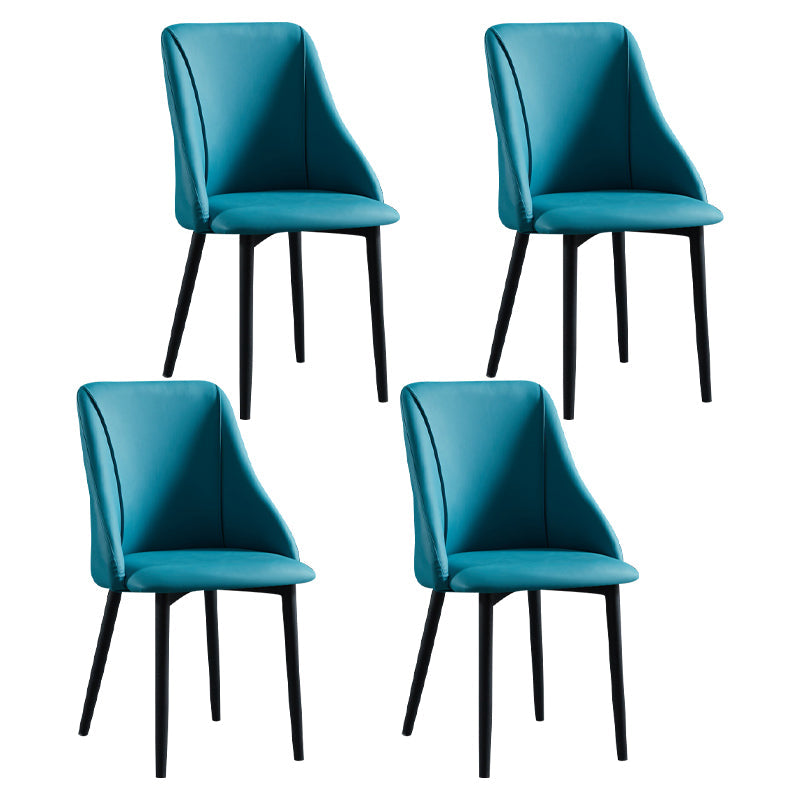 Scandinavian PU Leather Restaurant Side Chair Matte Finish Parsons Dining Chair (Set of 4) Blue Black Clearhalo ' kitchen&dining_furn' 'Dining Chairs' 'Dining Tables & Seating' 'dining_chair' 'furn' 'furn_dining_chair' 'Furniture' 'furniture_dining_chair' 'Kitchen & Dining Furniture' 'kitchen' 4343944