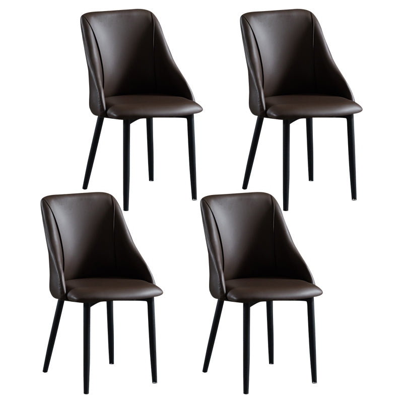 Scandinavian PU Leather Restaurant Side Chair Matte Finish Parsons Dining Chair (Set of 4) Coffee Black Clearhalo ' kitchen&dining_furn' 'Dining Chairs' 'Dining Tables & Seating' 'dining_chair' 'furn' 'furn_dining_chair' 'Furniture' 'furniture_dining_chair' 'Kitchen & Dining Furniture' 'kitchen' 4343948