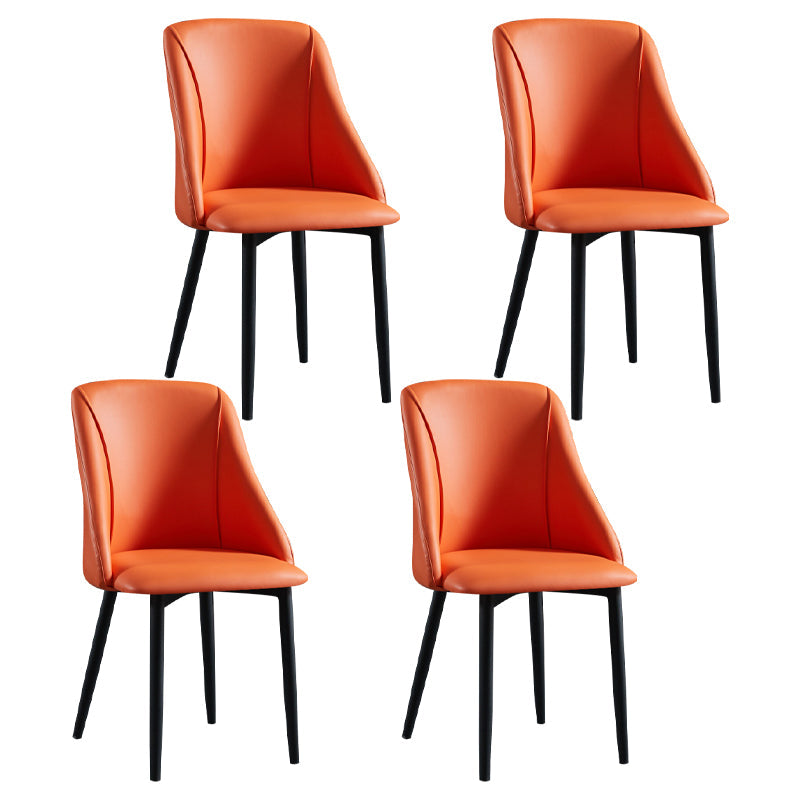Scandinavian PU Leather Restaurant Side Chair Matte Finish Parsons Dining Chair (Set of 4) Orange Black Clearhalo ' kitchen&dining_furn' 'Dining Chairs' 'Dining Tables & Seating' 'dining_chair' 'furn' 'furn_dining_chair' 'Furniture' 'furniture_dining_chair' 'Kitchen & Dining Furniture' 'kitchen' 4343951