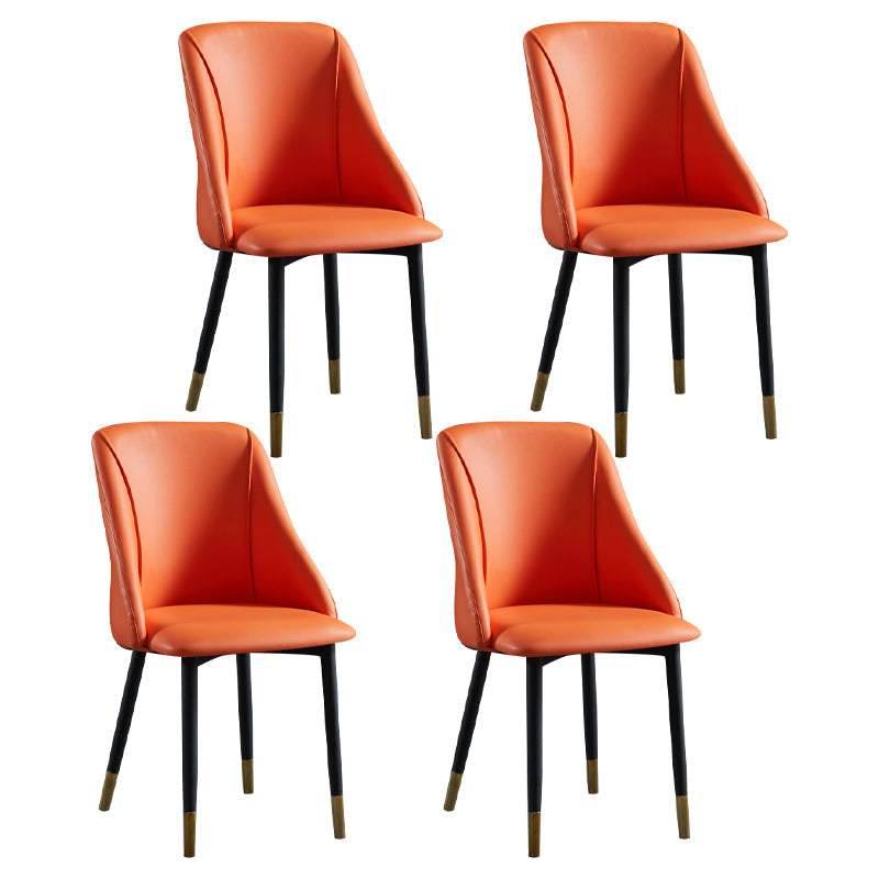 Scandinavian PU Leather Restaurant Side Chair Matte Finish Parsons Dining Chair (Set of 4) Orange Black Gold Clearhalo ' kitchen&dining_furn' 'Dining Chairs' 'Dining Tables & Seating' 'dining_chair' 'furn' 'furn_dining_chair' 'Furniture' 'furniture_dining_chair' 'Kitchen & Dining Furniture' 'kitchen' 4343952