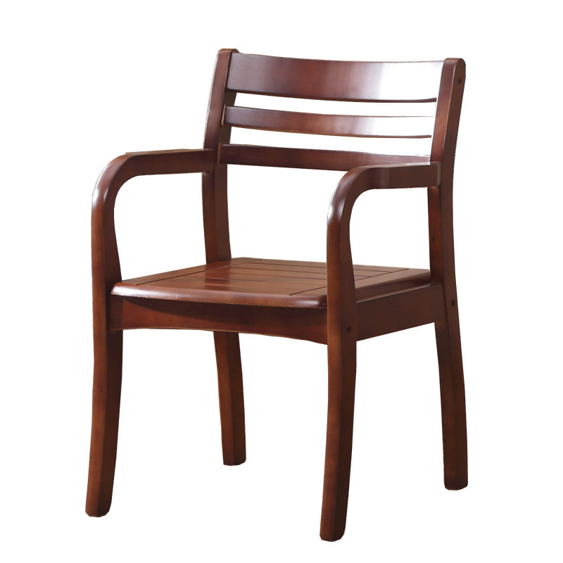 Wood Ladder Back Dining Armchair Traditional Rubberwood Arm Single Chair Clearhalo ' kitchen&dining_furn' 'Dining Chairs' 'Dining Tables & Seating' 'dining_chair' 'furn' 'furn_dining_chair' 'Furniture' 'furniture_dining_chair' 'Kitchen & Dining Furniture' 'kitchen' 4343956