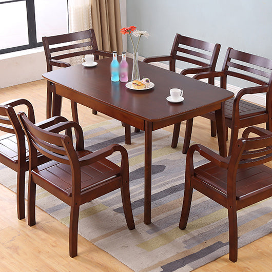 Wood Ladder Back Dining Armchair Traditional Rubberwood Arm Single Chair Clearhalo ' kitchen&dining_furn' 'Dining Chairs' 'Dining Tables & Seating' 'dining_chair' 'furn' 'furn_dining_chair' 'Furniture' 'furniture_dining_chair' 'Kitchen & Dining Furniture' 'kitchen' 4343959