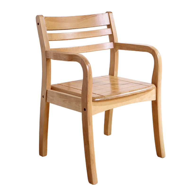Wood Ladder Back Dining Armchair Traditional Rubberwood Arm Single Chair Wood Clearhalo ' kitchen&dining_furn' 'Dining Chairs' 'Dining Tables & Seating' 'dining_chair' 'furn' 'furn_dining_chair' 'Furniture' 'furniture_dining_chair' 'Kitchen & Dining Furniture' 'kitchen' 4343961