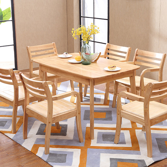 Wood Ladder Back Dining Armchair Traditional Rubberwood Arm Single Chair Clearhalo ' kitchen&dining_furn' 'Dining Chairs' 'Dining Tables & Seating' 'dining_chair' 'furn' 'furn_dining_chair' 'Furniture' 'furniture_dining_chair' 'Kitchen & Dining Furniture' 'kitchen' 4343965