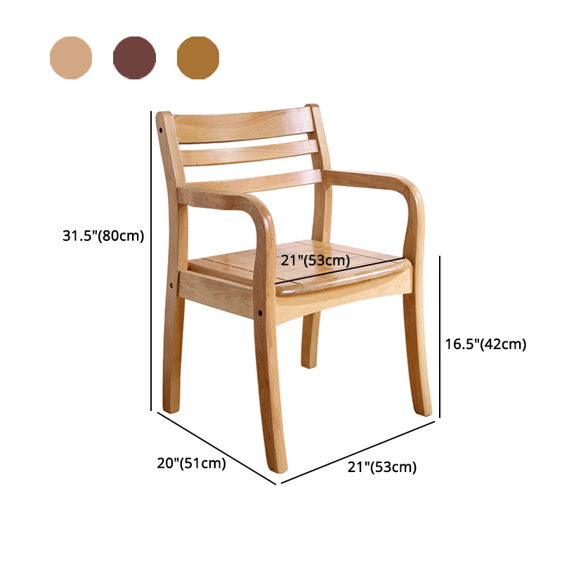 Wood Ladder Back Dining Armchair Traditional Rubberwood Arm Single Chair Clearhalo ' kitchen&dining_furn' 'Dining Chairs' 'Dining Tables & Seating' 'dining_chair' 'furn' 'furn_dining_chair' 'Furniture' 'furniture_dining_chair' 'Kitchen & Dining Furniture' 'kitchen' 4343966
