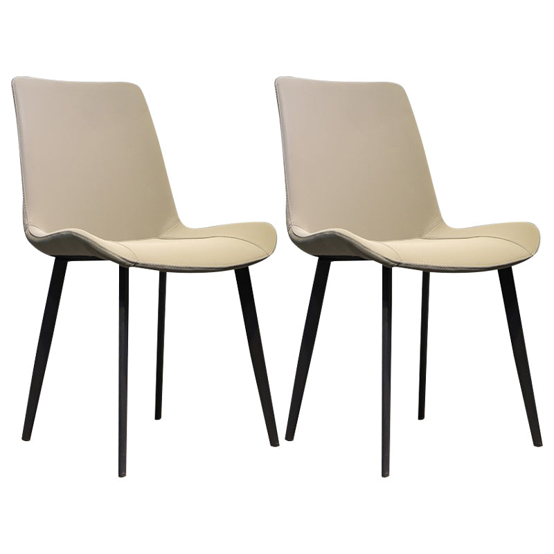 Minimalist Style Faux Leather Dining Chairs Solid Back Armless Side Chairs (Set of 2) Yellow Clearhalo ' kitchen&dining_furn' 'Dining Chairs' 'Dining Tables & Seating' 'dining_chair' 'furn' 'furn_dining_chair' 'Furniture' 'furniture_dining_chair' 'Kitchen & Dining Furniture' 'kitchen' 4343969