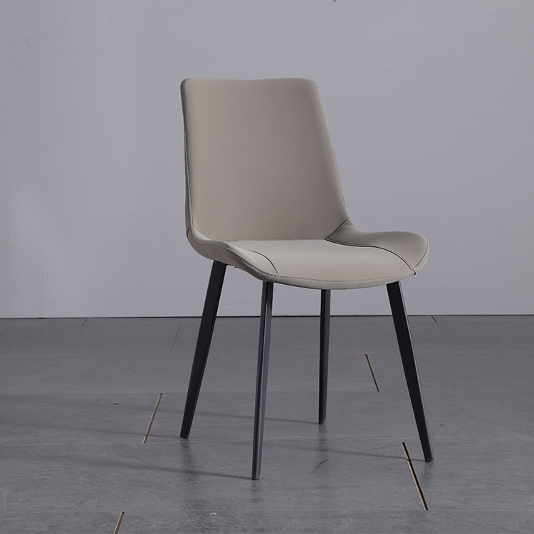 Minimalist Style Faux Leather Dining Chairs Solid Back Armless Side Chairs (Set of 2) Clearhalo ' kitchen&dining_furn' 'Dining Chairs' 'Dining Tables & Seating' 'dining_chair' 'furn' 'furn_dining_chair' 'Furniture' 'furniture_dining_chair' 'Kitchen & Dining Furniture' 'kitchen' 4343972