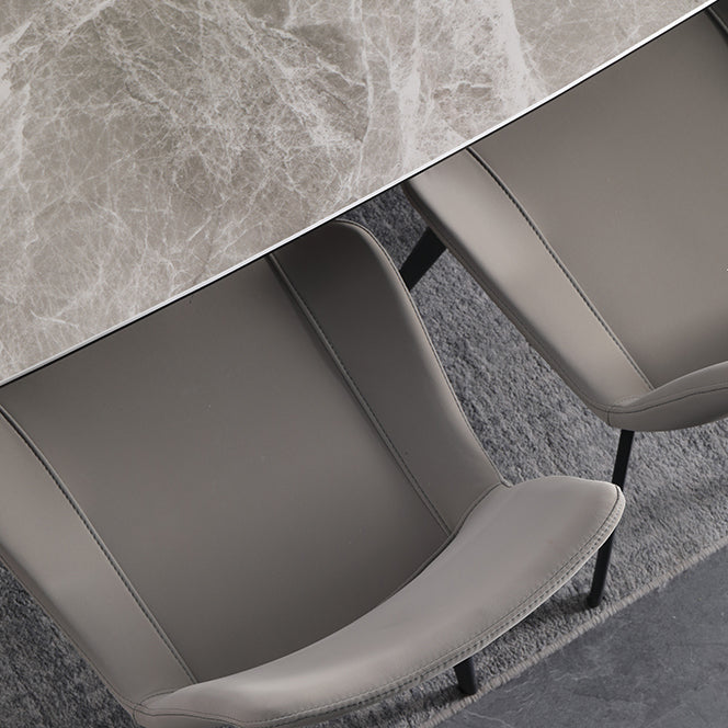 Minimalist Style Faux Leather Dining Chairs Solid Back Armless Side Chairs (Set of 2) Clearhalo ' kitchen&dining_furn' 'Dining Chairs' 'Dining Tables & Seating' 'dining_chair' 'furn' 'furn_dining_chair' 'Furniture' 'furniture_dining_chair' 'Kitchen & Dining Furniture' 'kitchen' 4343975