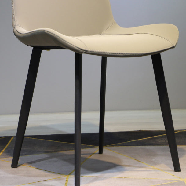 Minimalist Style Faux Leather Dining Chairs Solid Back Armless Side Chairs (Set of 2) Clearhalo ' kitchen&dining_furn' 'Dining Chairs' 'Dining Tables & Seating' 'dining_chair' 'furn' 'furn_dining_chair' 'Furniture' 'furniture_dining_chair' 'Kitchen & Dining Furniture' 'kitchen' 4343977