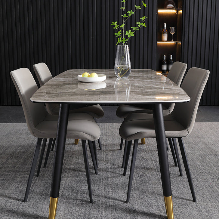 Minimalist Style Faux Leather Dining Chairs Solid Back Armless Side Chairs (Set of 2) Clearhalo ' kitchen&dining_furn' 'Dining Chairs' 'Dining Tables & Seating' 'dining_chair' 'furn' 'furn_dining_chair' 'Furniture' 'furniture_dining_chair' 'Kitchen & Dining Furniture' 'kitchen' 4343981