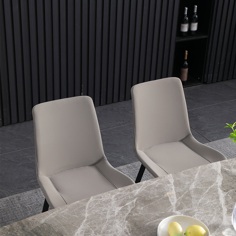 Minimalist Style Faux Leather Dining Chairs Solid Back Armless Side Chairs (Set of 2) Clearhalo ' kitchen&dining_furn' 'Dining Chairs' 'Dining Tables & Seating' 'dining_chair' 'furn' 'furn_dining_chair' 'Furniture' 'furniture_dining_chair' 'Kitchen & Dining Furniture' 'kitchen' 4343982