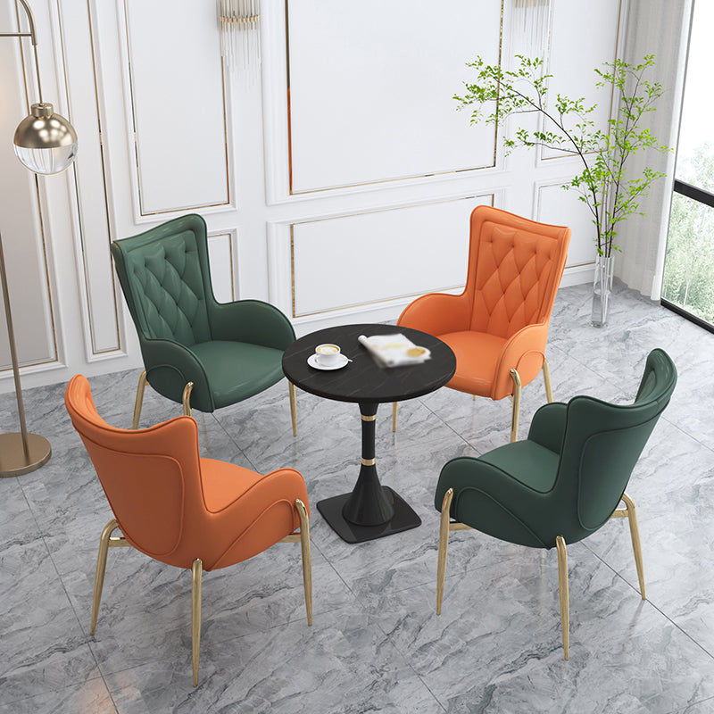 Nordic Metal Dining Room Chair Upholstered Linen Fabric Arm Single Chair for Restaurant Clearhalo ' kitchen&dining_furn' 'Dining Chairs' 'Dining Tables & Seating' 'dining_chair' 'furn' 'furn_dining_chair' 'Furniture' 'furniture_dining_chair' 'Kitchen & Dining Furniture' 'kitchen' 4343987