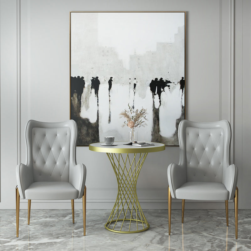 Nordic Metal Dining Room Chair Upholstered Linen Fabric Arm Single Chair for Restaurant Clearhalo ' kitchen&dining_furn' 'Dining Chairs' 'Dining Tables & Seating' 'dining_chair' 'furn' 'furn_dining_chair' 'Furniture' 'furniture_dining_chair' 'Kitchen & Dining Furniture' 'kitchen' 4343989