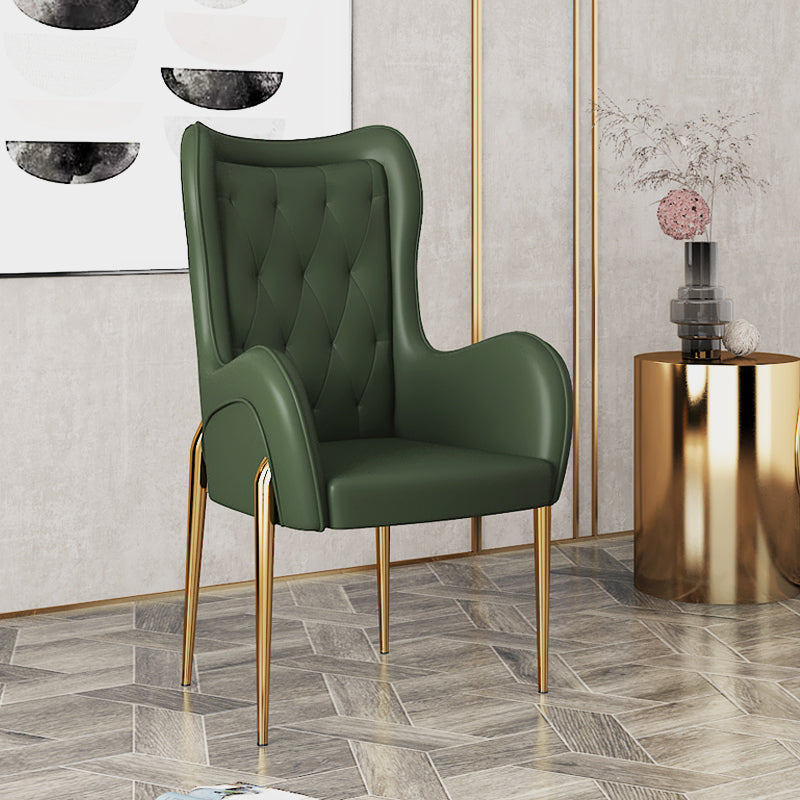 Nordic Metal Dining Room Chair Upholstered Linen Fabric Arm Single Chair for Restaurant Green Clearhalo ' kitchen&dining_furn' 'Dining Chairs' 'Dining Tables & Seating' 'dining_chair' 'furn' 'furn_dining_chair' 'Furniture' 'furniture_dining_chair' 'Kitchen & Dining Furniture' 'kitchen' 4343990