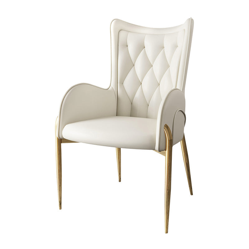 Nordic Metal Dining Room Chair Upholstered Linen Fabric Arm Single Chair for Restaurant Clearhalo ' kitchen&dining_furn' 'Dining Chairs' 'Dining Tables & Seating' 'dining_chair' 'furn' 'furn_dining_chair' 'Furniture' 'furniture_dining_chair' 'Kitchen & Dining Furniture' 'kitchen' 4343992