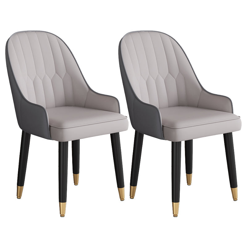 Glam Style Metal Dining Chairs Kitchen Dining Arm Side Chair (Set of 2) Light Gray Clearhalo ' kitchen&dining_furn' 'Dining Chairs' 'Dining Tables & Seating' 'dining_chair' 'furn' 'furn_dining_chair' 'Furniture' 'furniture_dining_chair' 'Kitchen & Dining Furniture' 'kitchen' 4344062